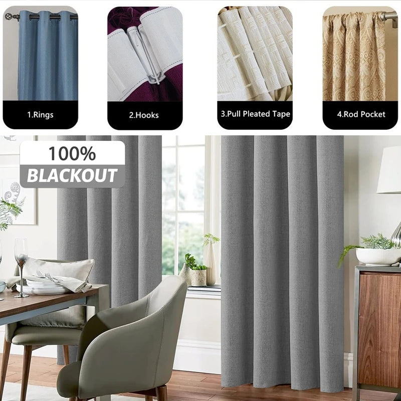Blackout Window Curtains 350cm Height Solid Color Drapes for Living Room & Bedroom