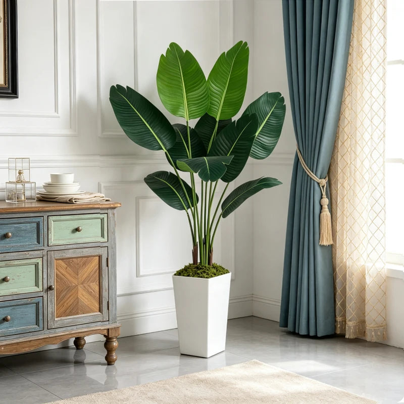 125cm Bird of Paradise Artificial Plant - Faux Tropical Tree with White Planter