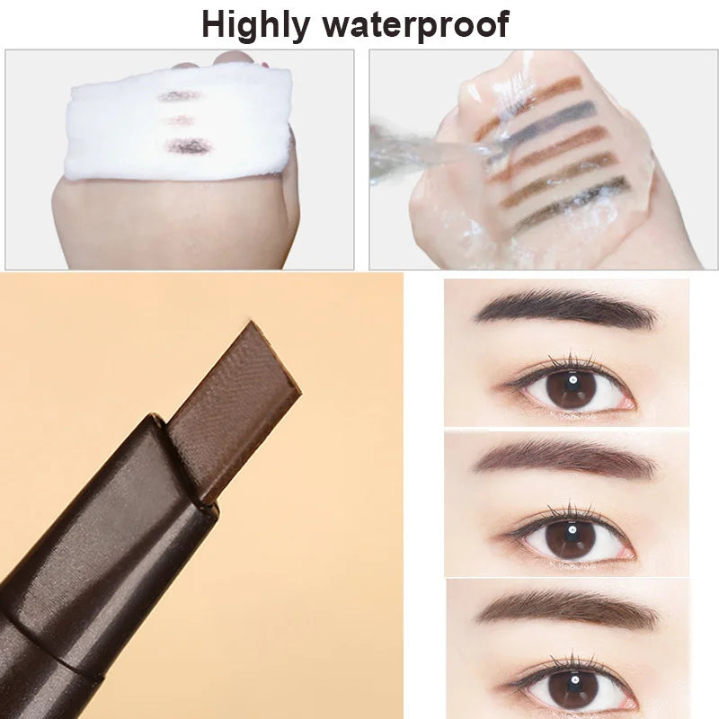 Long Lasting Waterproof Eyebrow Pencil for Natural Brow Makeup - Black Brown
