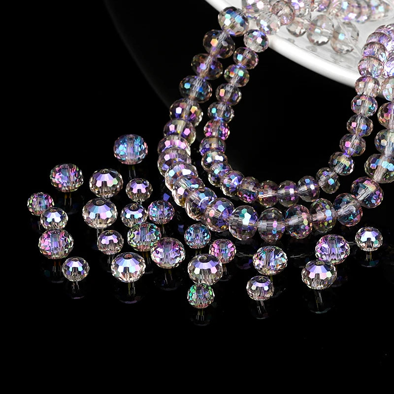 Faceted Crystal Beads for Jewelry Making - 6mm & 8mm Glass Spacer Beads, Multi Colors