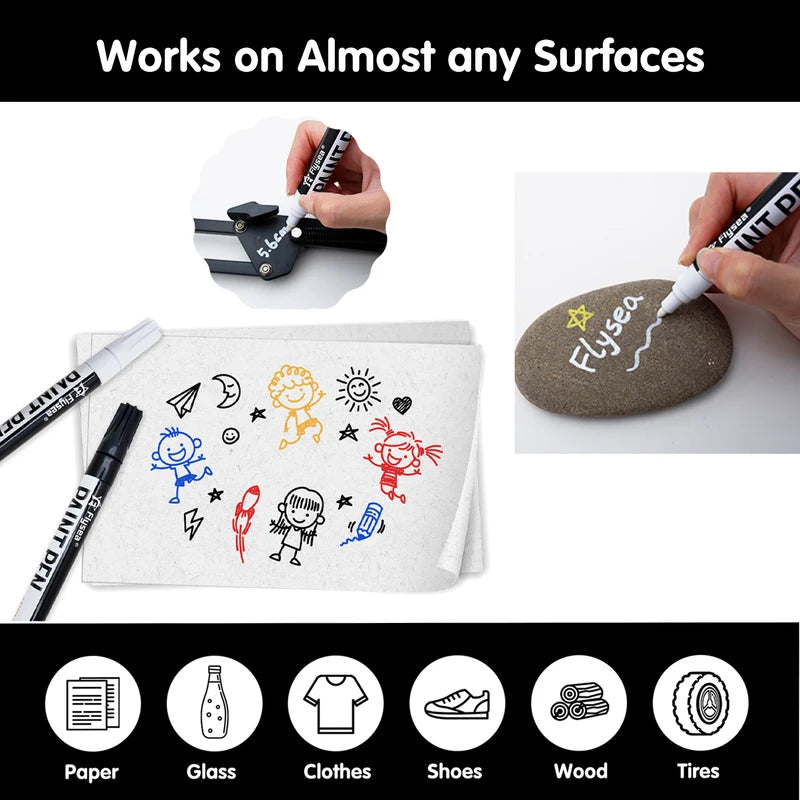 Oil Based Permanent Paint Markers for Metal, Wood, Glass, Fabric, Plastic, Tire - Waterproof & Vibrant Colors