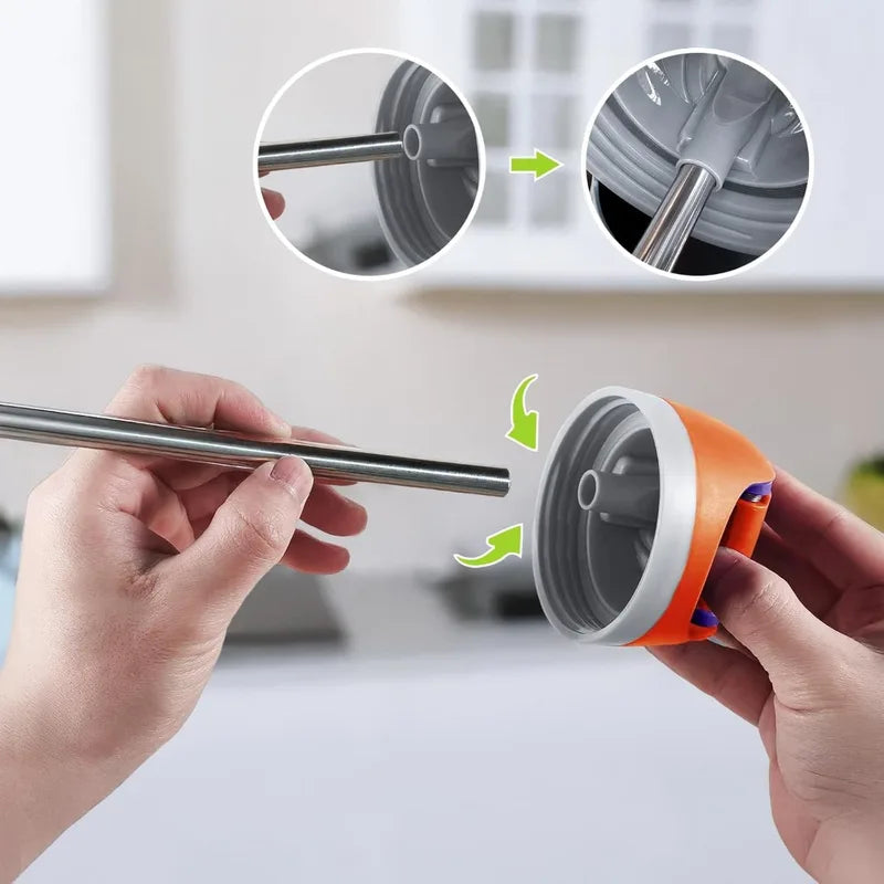 Stainless Steel Water Bottle Replacement Straws 8 Inch with Cleaning Brush - Reusable 40 oz