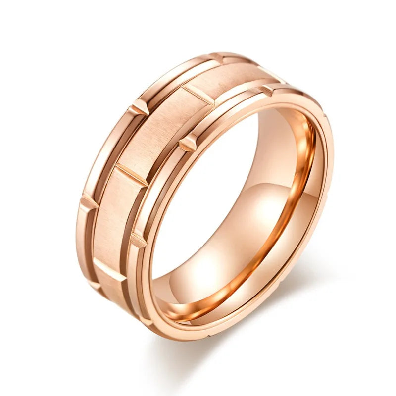 Matte Groove Men's Stainless Steel Wedding Ring - Unique Party Jewelry