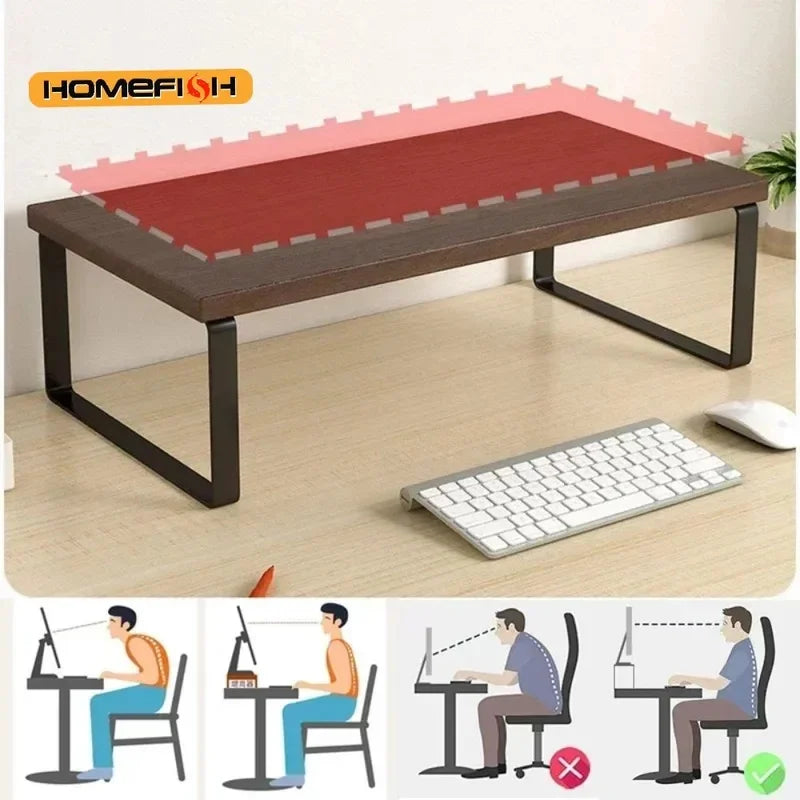 Adjustable Computer Monitor Stand Elevated Desk Storage Rack Home Office Organizer
