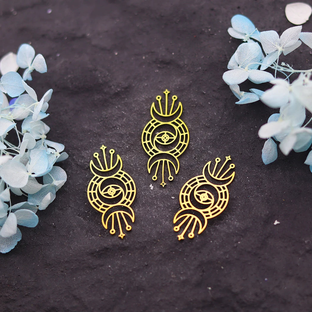 3pcs Sun Moon Star Jewelry Charms Pendant Set Stainless Steel DIY Accessories