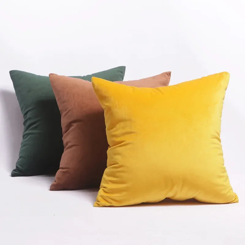 Velvet Cushion Cover Set - Soft Pillow Cases for Sofa & Living Room Decor