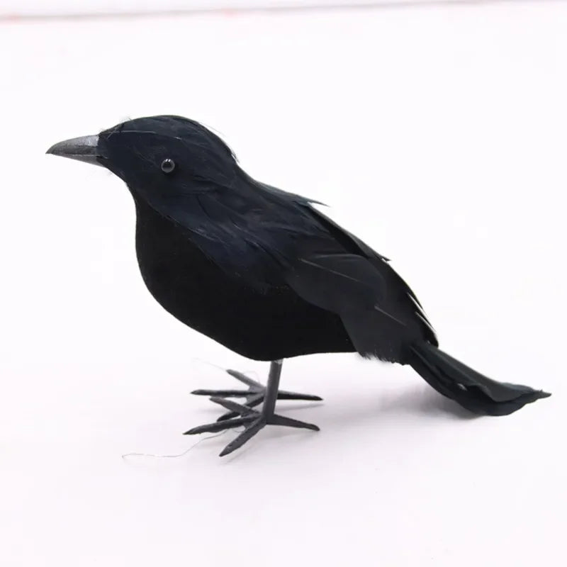 Lifelike Black Crow Garden Ornament for Pest Control Halloween Yard Decor