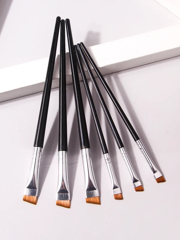 6 Pcs Fine Eye Makeup Brush Set for Eyeliner and Eyebrow Styling - High-End Cosmetic Tools