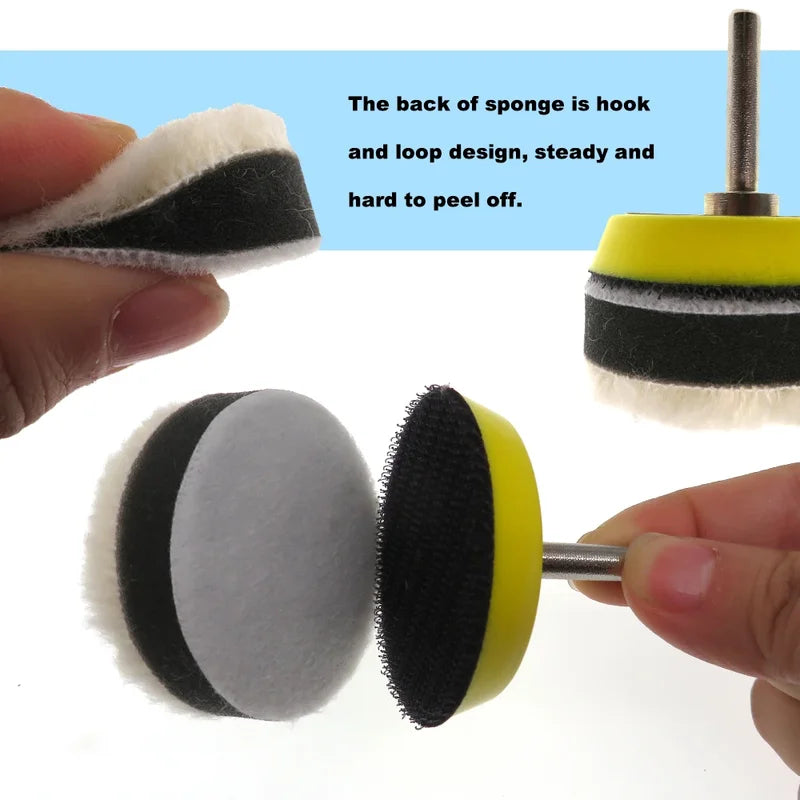 Car Polishing Buffing Pads Kit 9 Pieces - Sponge & Wool Abrasive Tools
