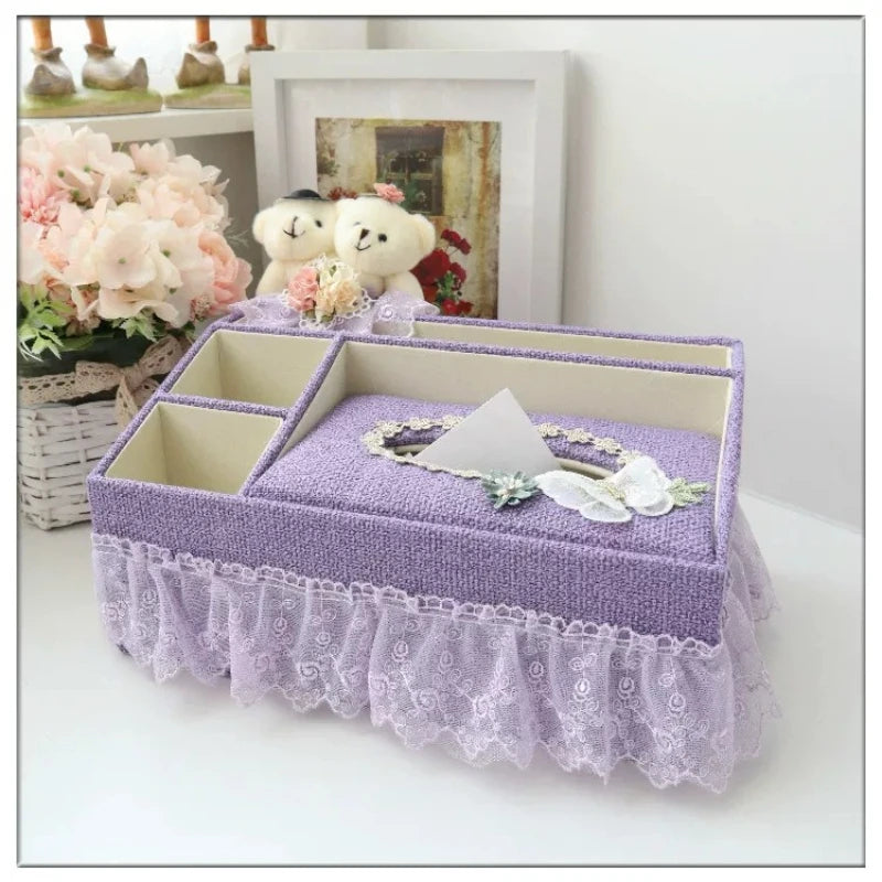 Multifunctional Tissue Box Holder with Remote Control Storage for Living Room Home Decor