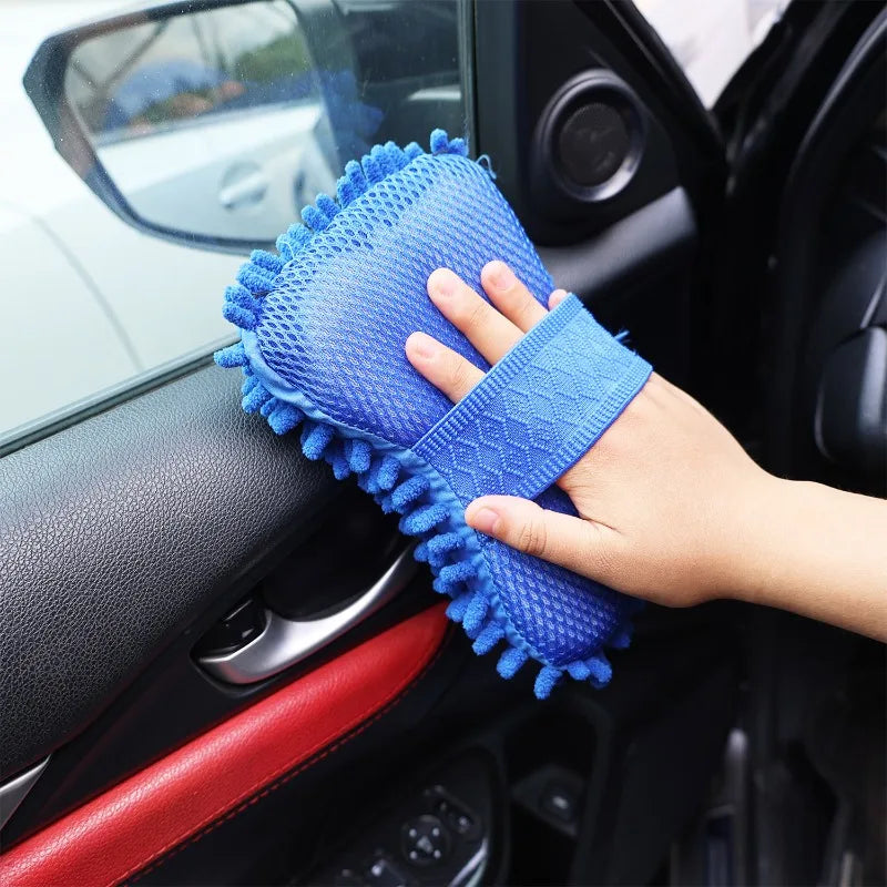 Microfiber Car Wash Glove and Sponge Set for Auto Detailing - Multi-Purpose Cleaning Tool