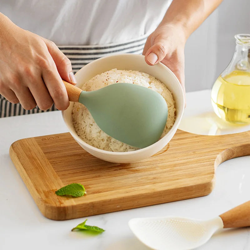 Silicone Cooking Spoon Non-Stick Heat-Resistant Kitchen Utensil - Durable & Anti-Scalding