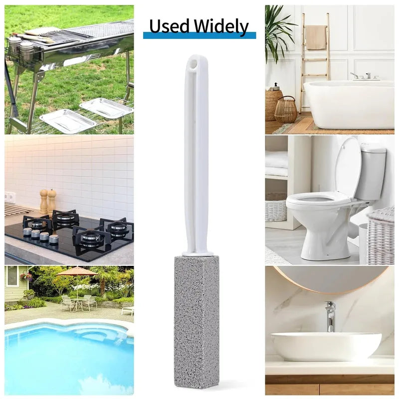 Pumice Stone for Toilet Cleaning with Long Handle - Hard Water Stain Remover