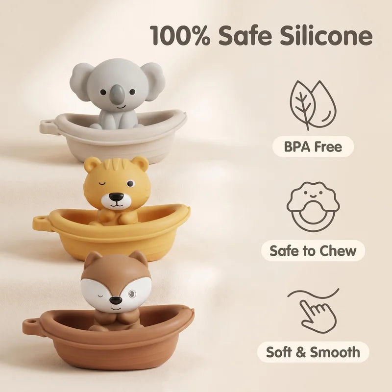 Silicone Baby Bath Toys Set - Sensory Water Play for Toddler Bathtub, Pool & Shower
