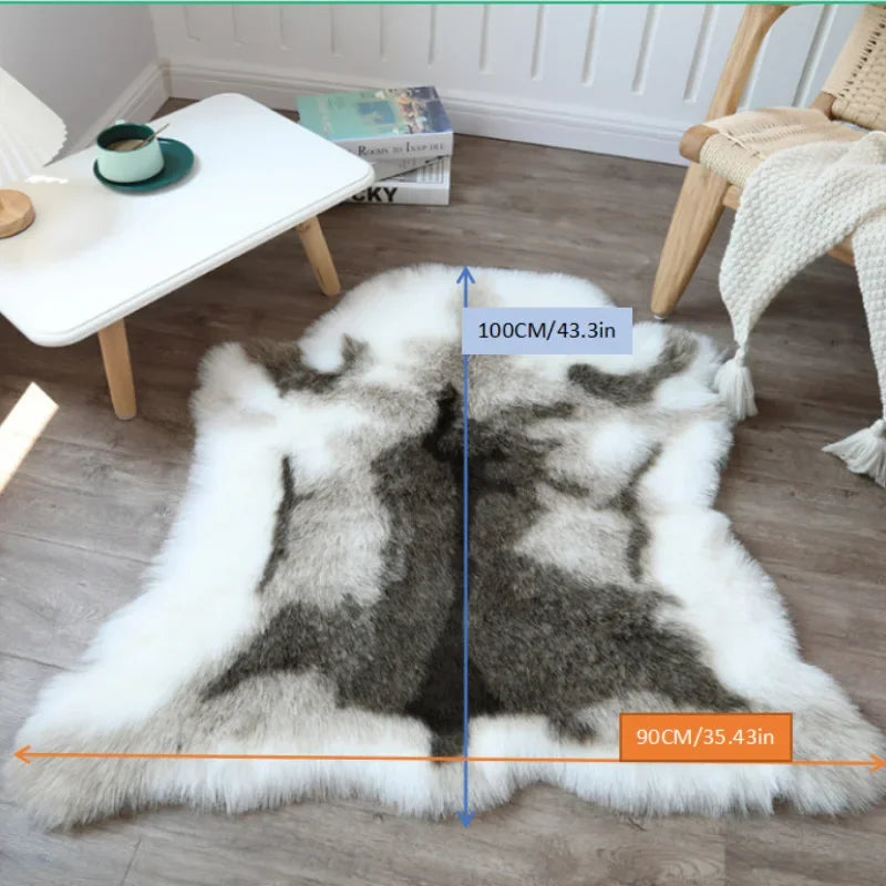 Minimalist Faux Reindeer Fur Carpet Floor Mat Bedroom Blanket Washable Bedside Rug