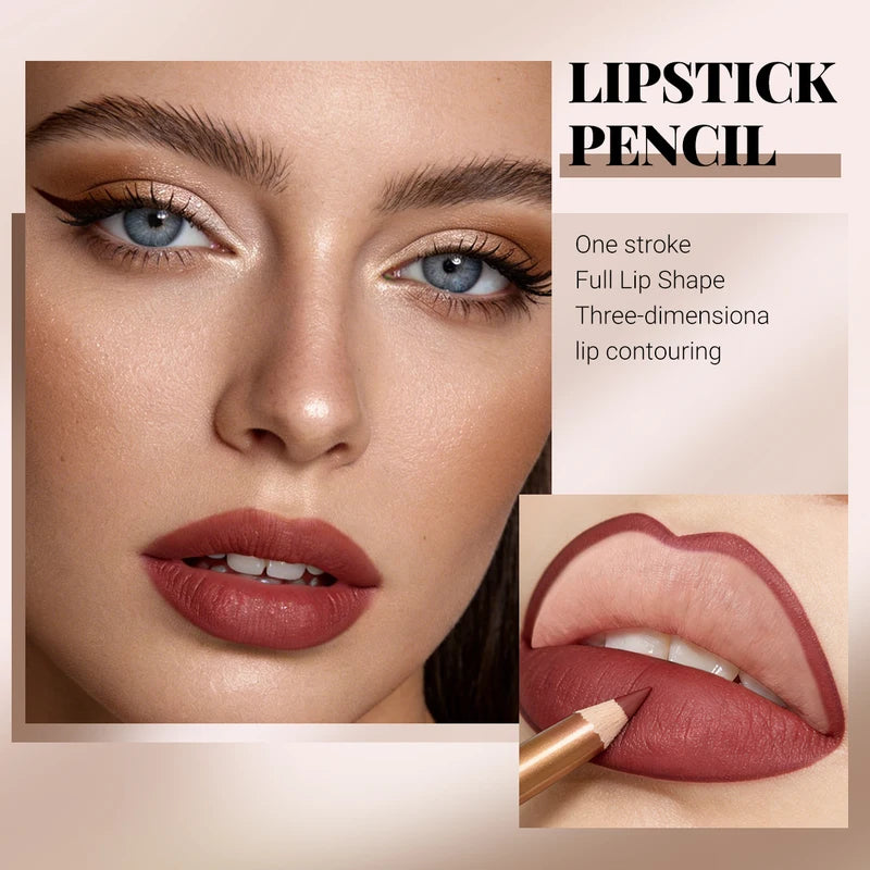 Matte Gold Lip Liner Pen Set - Long-Lasting, Smudge-Proof, Non-Sticky 12-Piece Kit