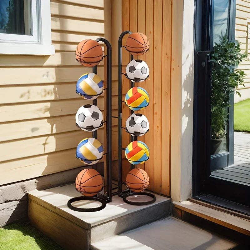 Multi-Functional Ball Organizer Rack for Sports Balls - Black, Red, Green
