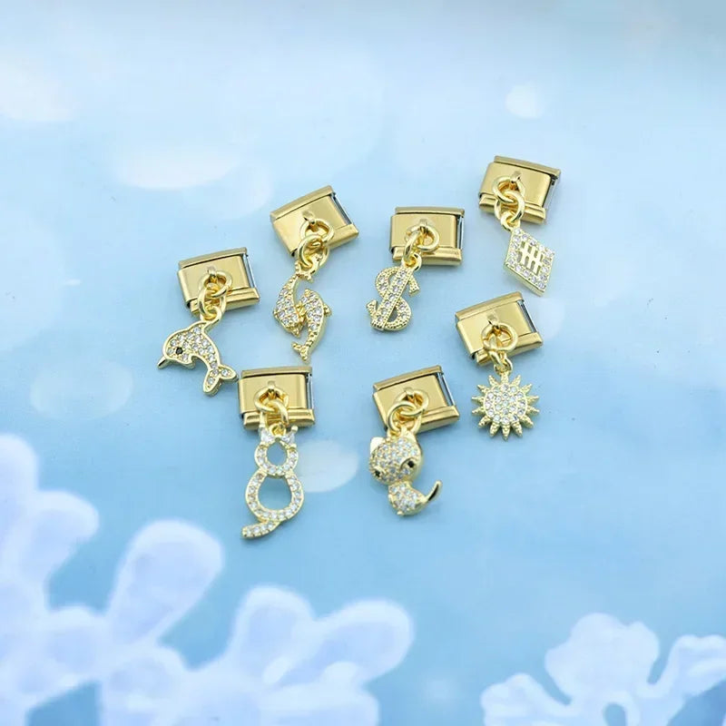 Daisy Animal Crown Moon CZ Charm Bracelet Making Kit - DIY Jewelry Links