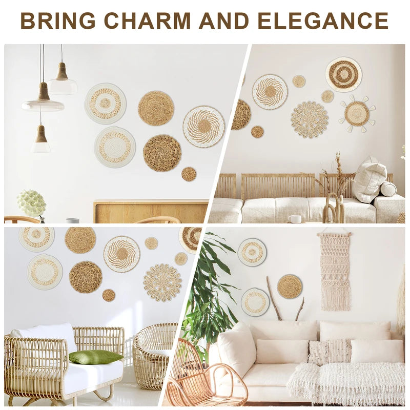 11Pcs Woven Wall Basket Decor Set Handmade Rattan Wall Baskets for Home