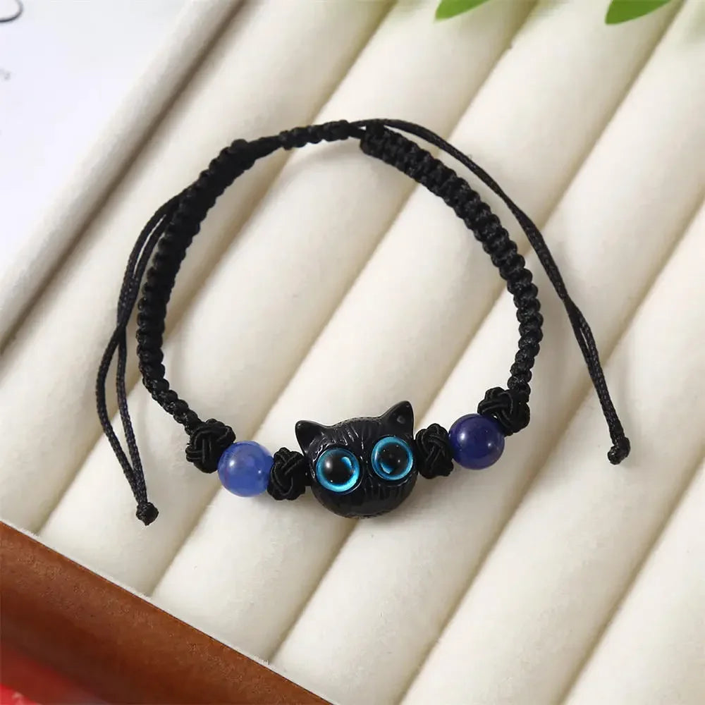 Glow-in-the-Dark Cat Charm Bracelet for Couples and Cat Lovers