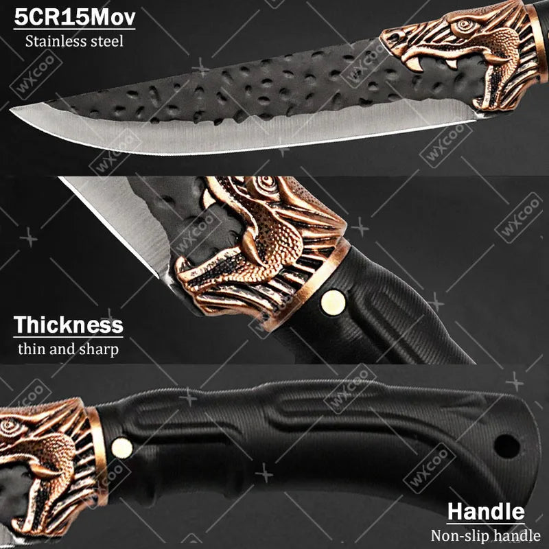 8-Piece Professional Kitchen Chef Knife Set - Stainless Steel Forged Utility & Meat Cleaver
