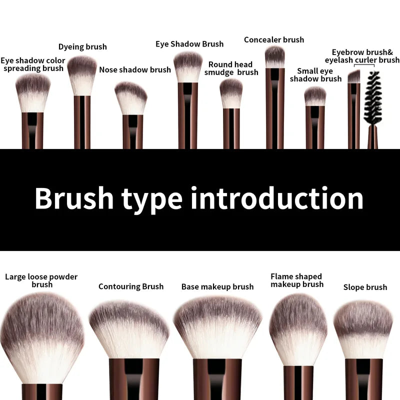 13-Piece Makeup Brush Set with Dense Bristles & Aluminum Handles - Suitable for All Skin Types