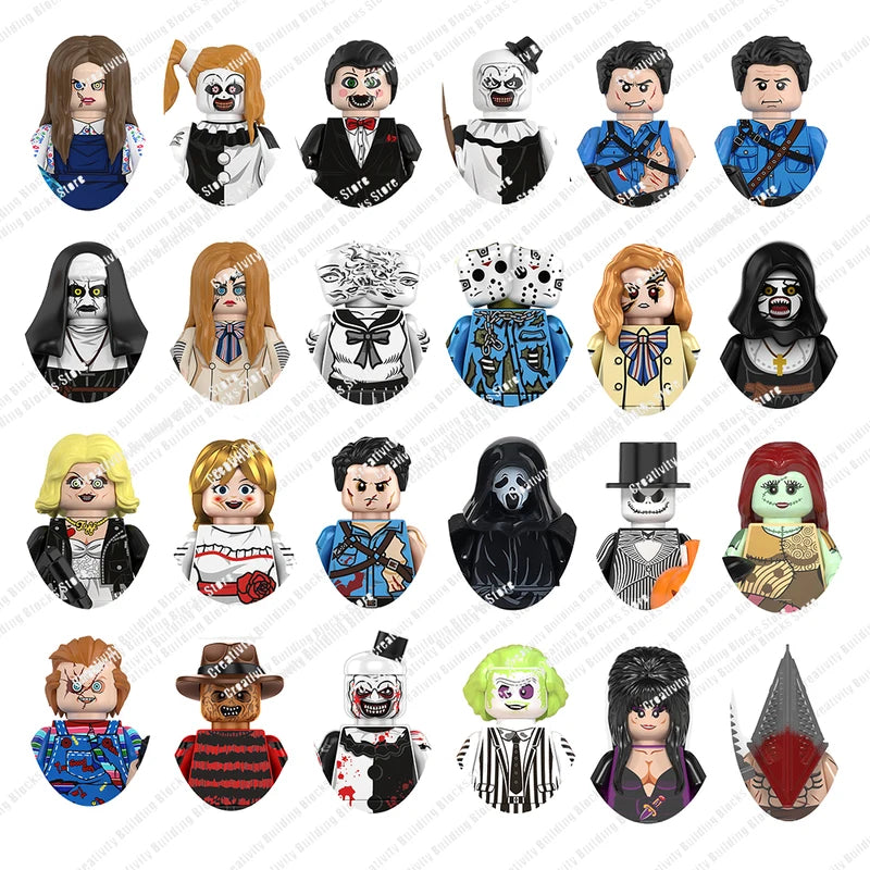 Mini DIY Halloween Cartoon Building Block Toys - Pumpkin, Witch, Vampire Figures Set