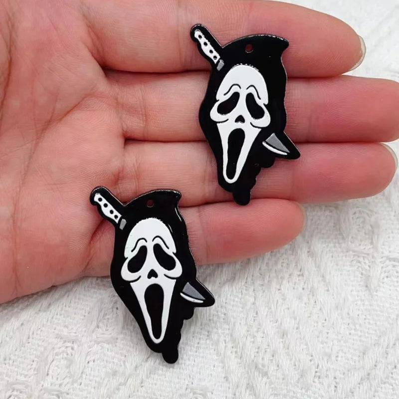 Halloween Acrylic Skull Jewelry Pendants Set for DIY Earrings Necklace Keychains