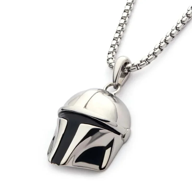 Star Wars Mandalorian Helmet Necklace - Collectible Movie Fan Jewelry