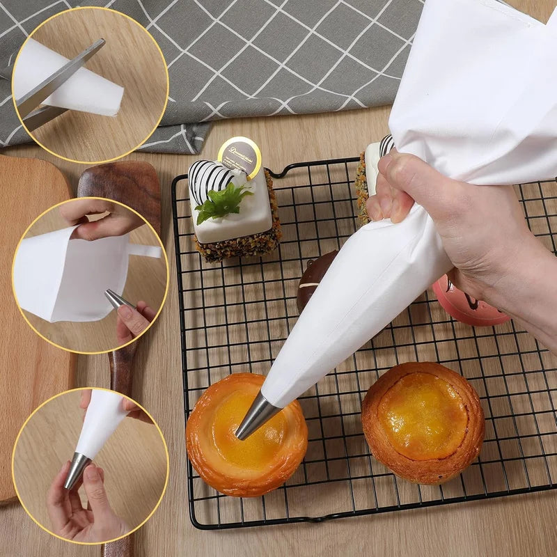 Reusable Waterproof Cloth Piping Bag for Cake Decorating - Various Sizes