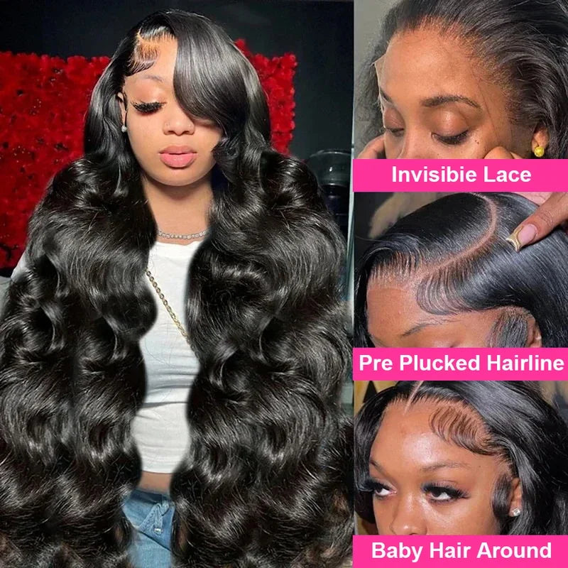 Peruvian Body Wave Human Hair Wigs 13x6 HD Lace Front Glueless Closure - 40-42 Inches