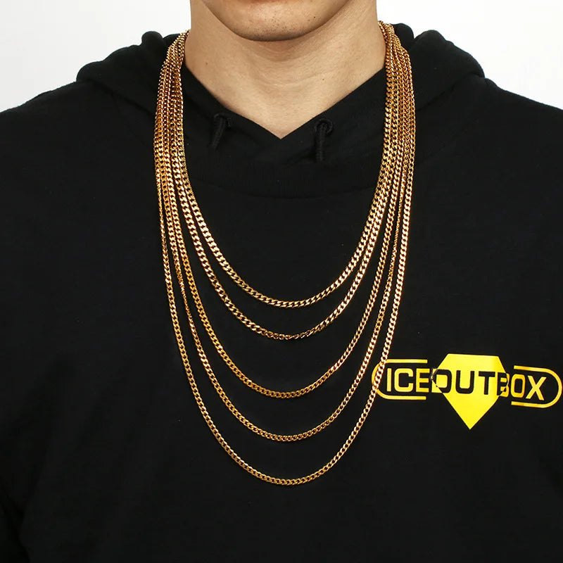 3mm Stainless Steel Rope Chain Necklace - Gold, Red-Brown & Length Variants