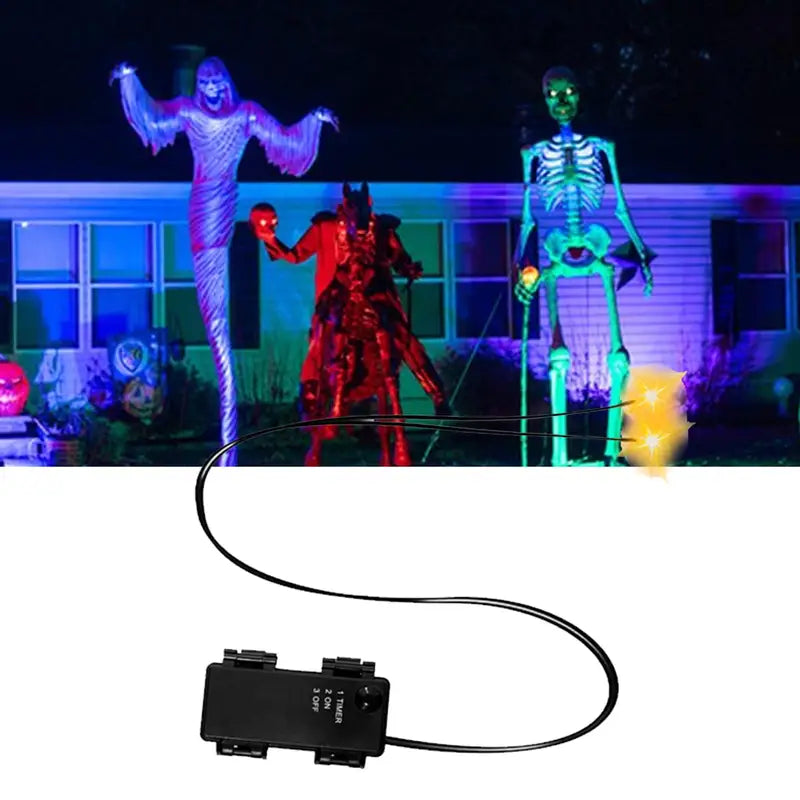 Glowing Eyes Halloween Decor LED Props with Timer for Skulls Pumpkins Tombstones Masks