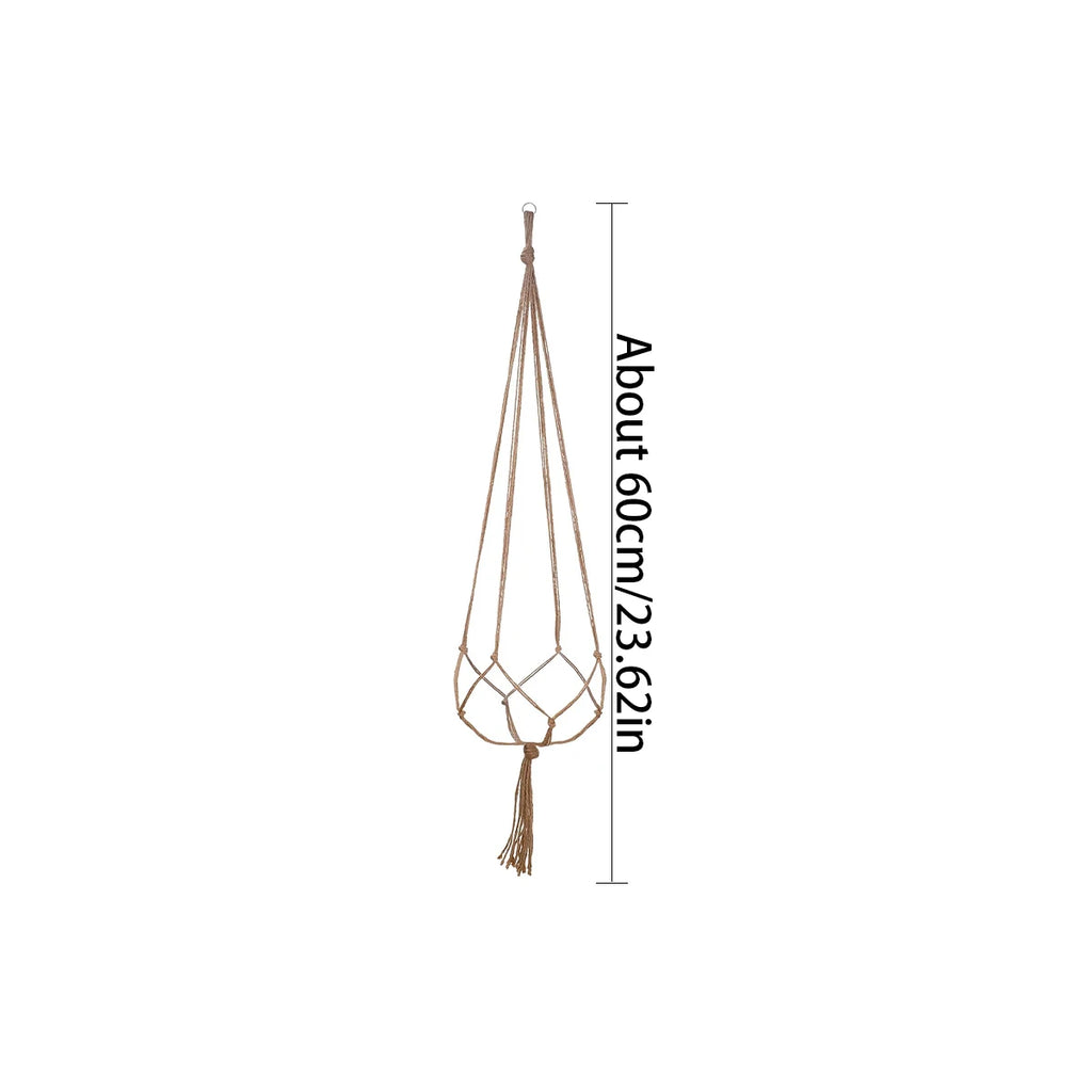 Hanging Flowerpot Basket for Indoor Outdoor Plants - Natural Jute Macrame