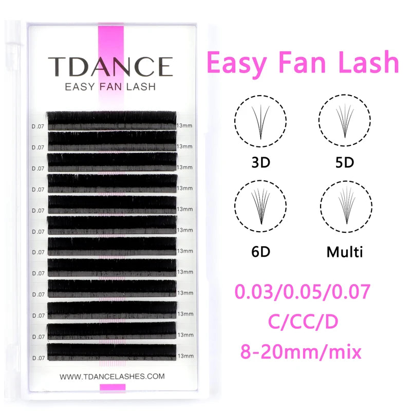 Eyelash Extensions Individual Lashes Fan Kit - High-Quality Flared Faux Mink