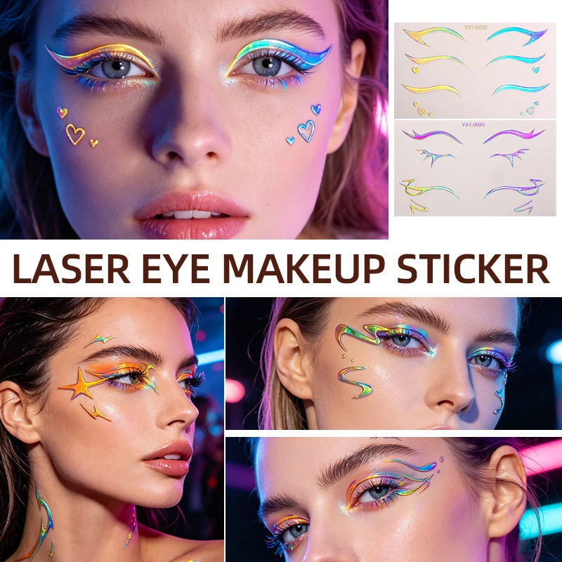 Holographic Eye & Face Sticker Set for Makeup & Party Looks - Waterproof, Easy Removal