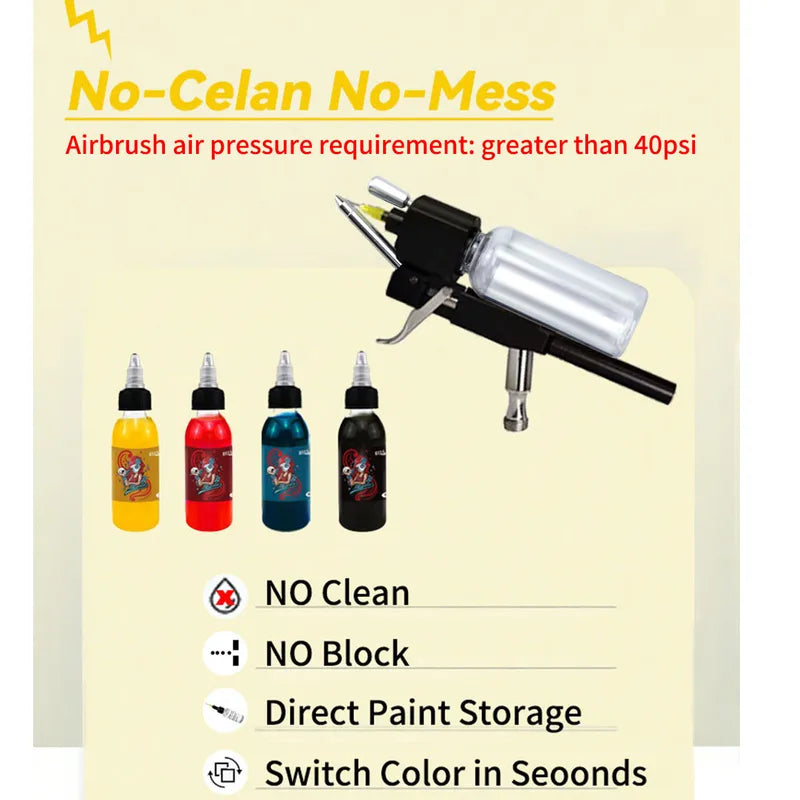No-Clean Airbrush Kit for Model Painting Nail Art Makeup Furniture Restoration