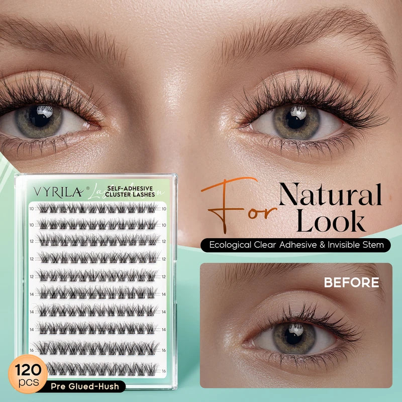 Self-Adhesive Fake Eyelashes No Glue Needed Wispy Cluster Lashes