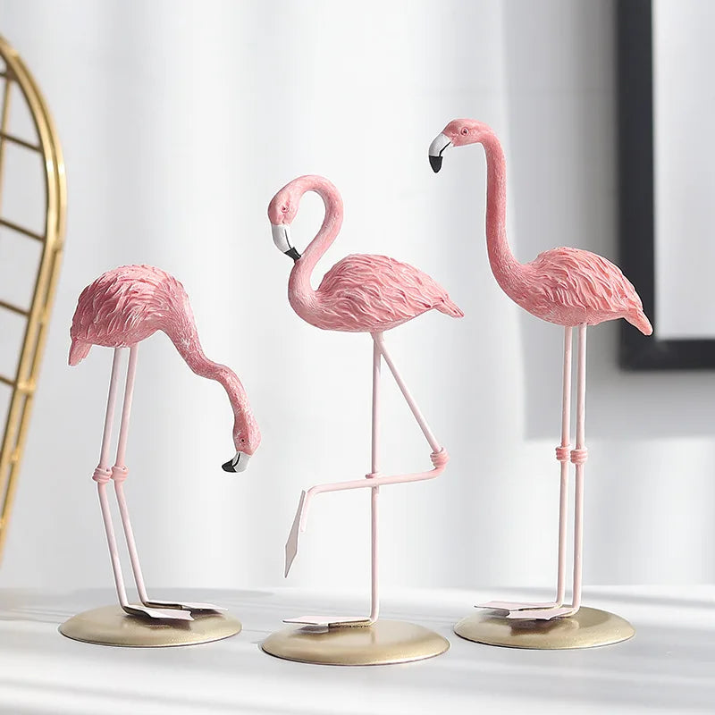 Resin Flamingo Ornament - Desktop Decor for Home & Office, Lifelike Design
