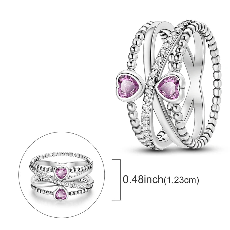 Women’s Sterling Silver Zircon Winding Engagement Wedding Ring Jewelry Gift