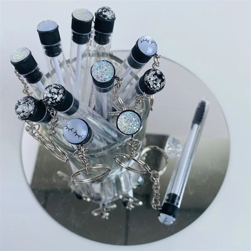 Reusable Mini Lash Comb Tube Keychain - Portable Eyelash & Mascara Brush