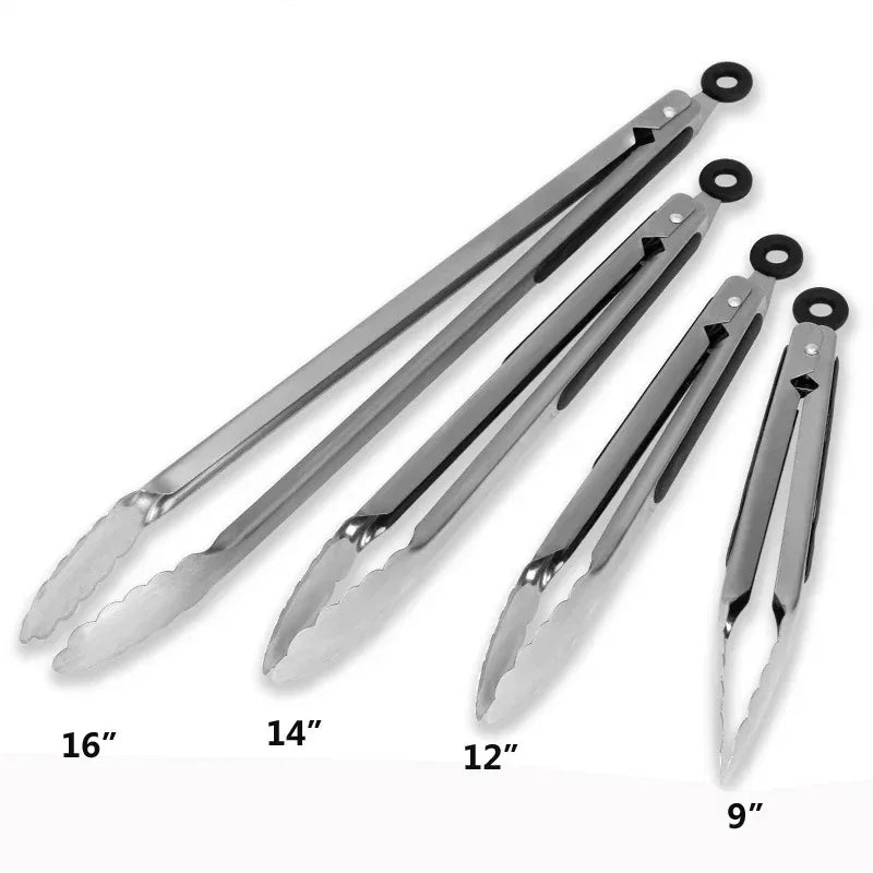 BBQ Grill Tongs Stainless Steel Food Clips for Camping Kitchen Outdoor Cooking