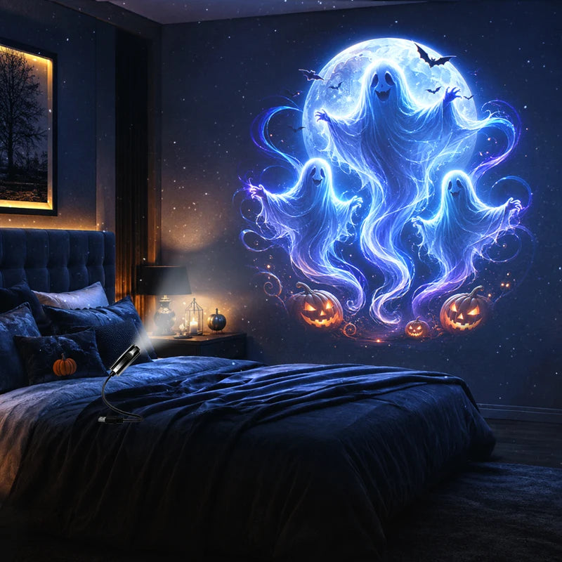 Halloween Projector Light with 8 Interchangeable Patterns - Ceiling Ambient Decor