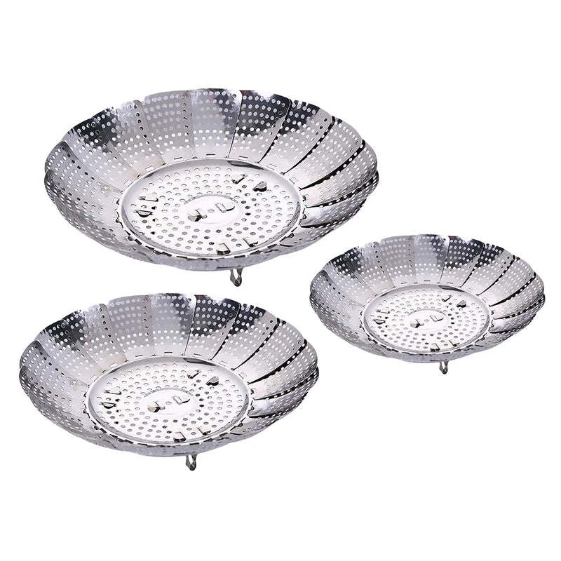 Expandable Stainless Steel Vegetable Steaming Basket for Pots & Pans
