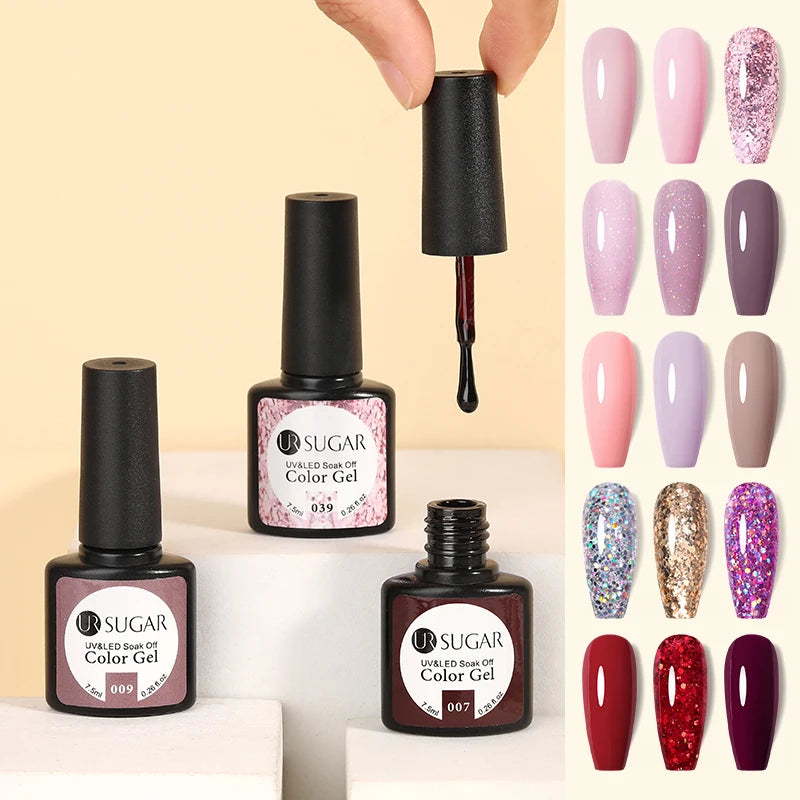 Gel Nail Polish Set - 7.5ml Semi-Permanent Nail Art UV LED Soak Off