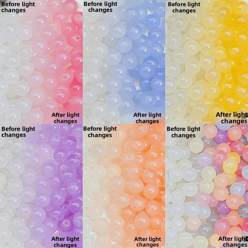 UV Color Changing Glass Beads for Jewelry Making - 50PCS Jade-Like Loops