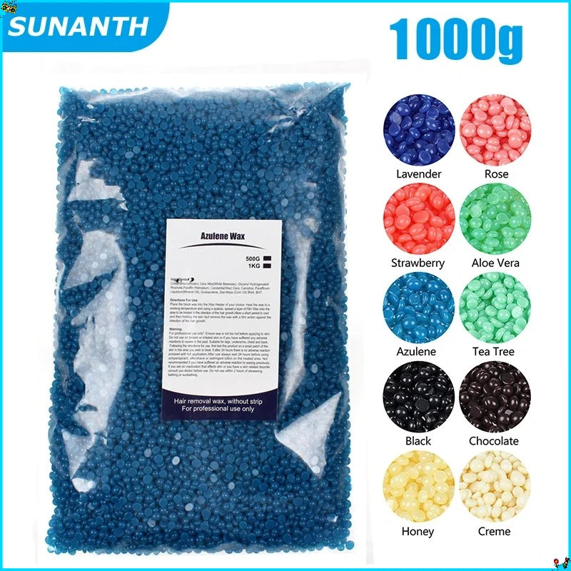 1000g Painless Wax Beads for Body Face Bikini Hair Removal - Hard Wax Beans