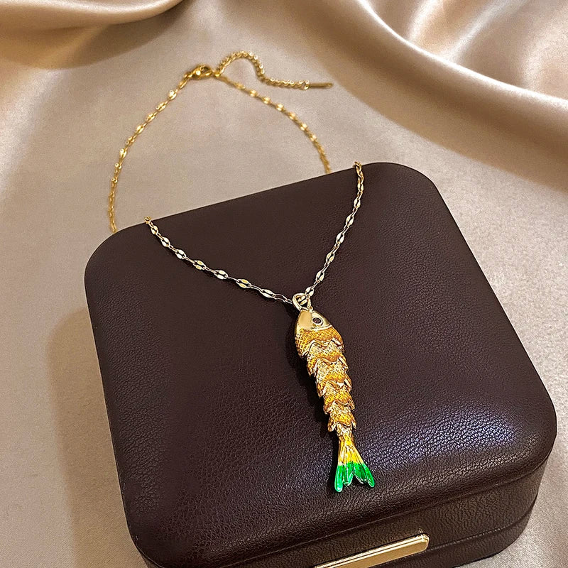 Colorful Fish Pendant Necklace for Women - Versatile Waterproof Jewelry