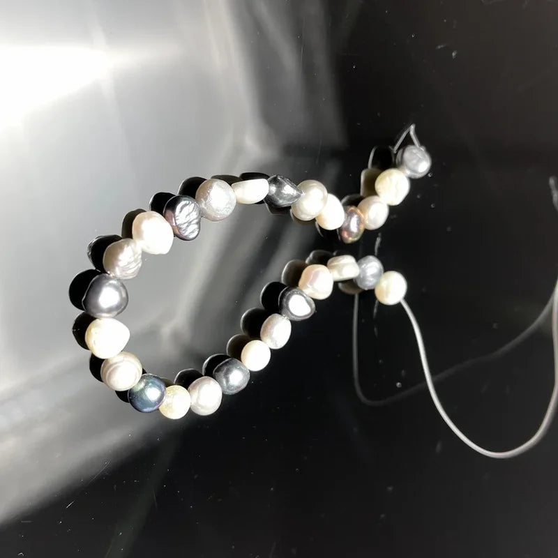 Natural Freshwater Pearl Beads 7-8mm Irregular Colored Beads for Jewelry Making - 18cm