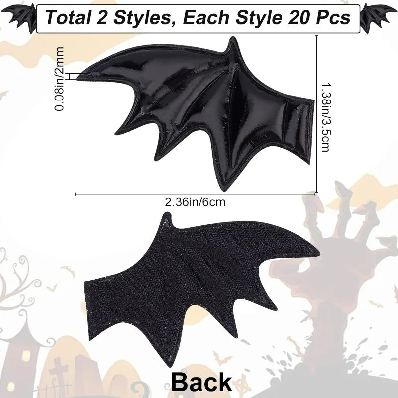 40PCS Leather Halloween Bat Wings DIY Craft Accessories for Costumes & Decorations